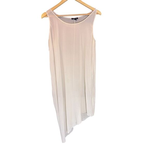 Eileen Fisher Sheer Silk Georgette Crepe Scoop Neck Dress Asymmetric Hem SP - Picture 1 of 5